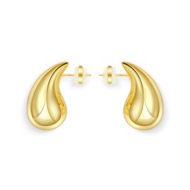 Chunky Gold Earrings for Women Gold Teardrop Earrings Dupes for Women Gold Plated Waterdrop Earrings Trendy Jewelry for Women