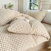 LifeTB Tan Gingham Comforter Set Twin XL Modern Style Beige