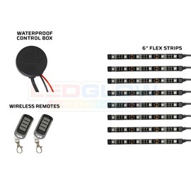 LEDGlow 8pc Advanced Purple LED Motorcycle Accent Neon Underglow Lighting Kit - 4 Patterns - 4 Brightness Levels - 6" Flexible Light Strips - Includes Waterproof Control Box & 2 Wireless Remotes