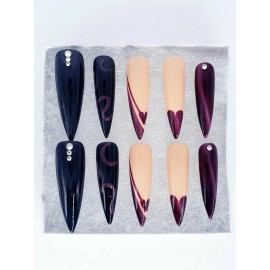 Nail Canvas NEW Luxurious Cat Eye Hearts - Handcrafted - Press On Nails - Nail Art