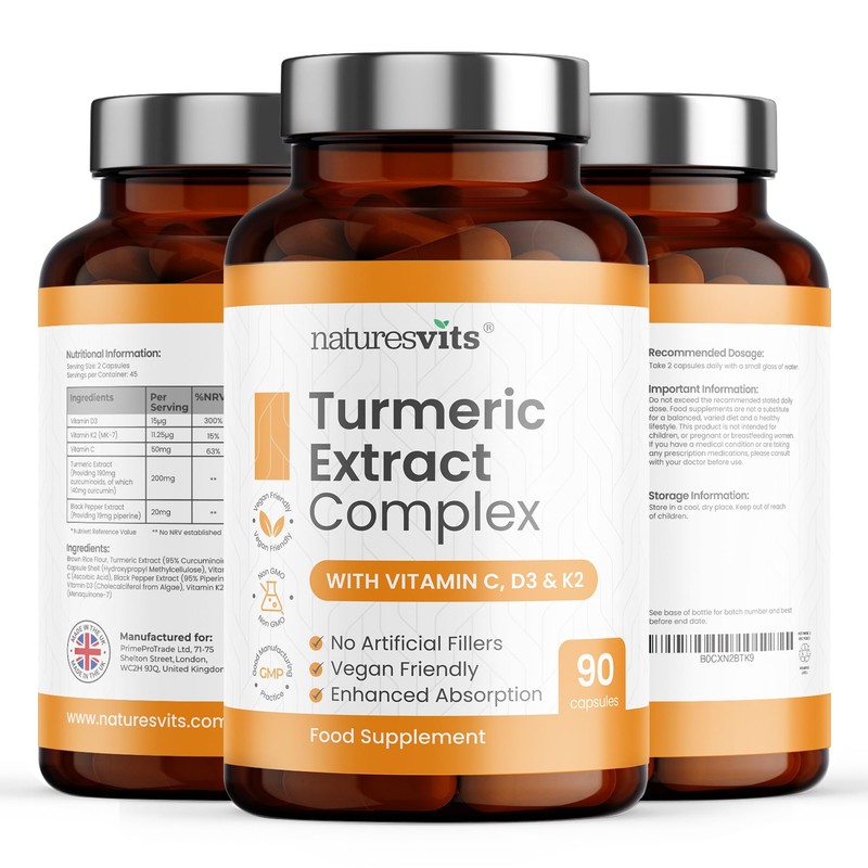 Turmeric and Black Pepper Capsules, 90 Count - High Strength