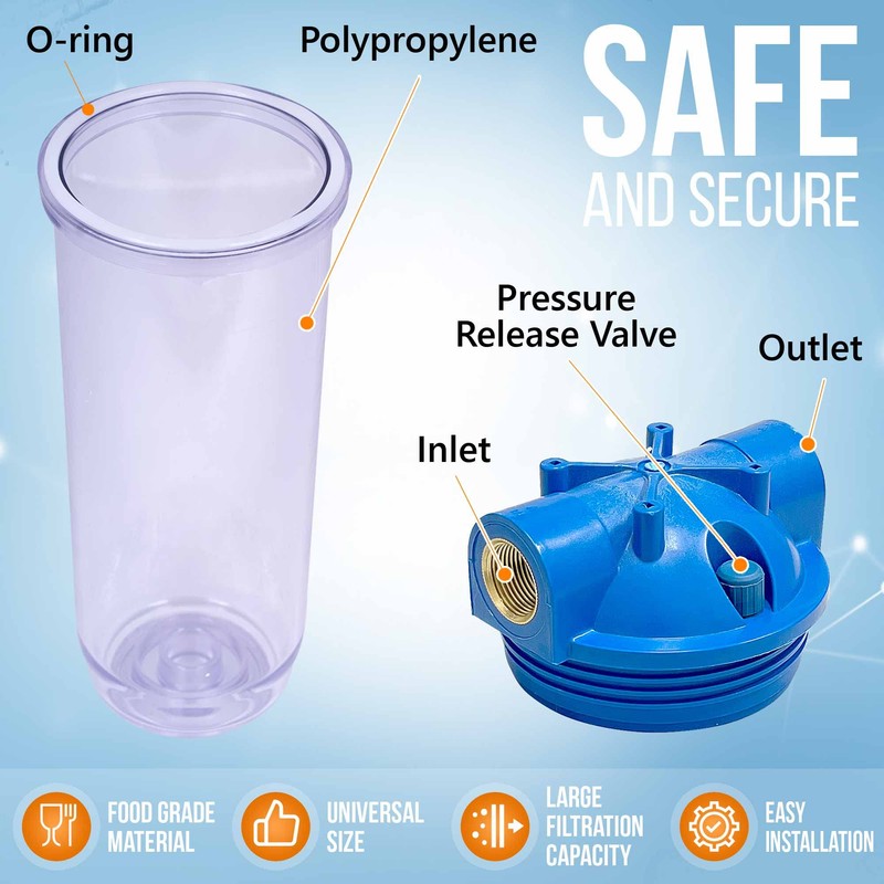 10 Inches Transparent Standard Whole House Water Filter System with