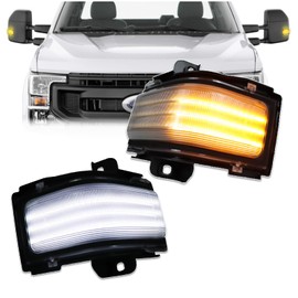 ULTRALTH LED Side Mirror Marker Light for Ford F-150 (2015-2024) | Ford F250 F350 F450 F550 Super Duty 2017-2024 Switchback White DRL + Sequential Amber Turn Signa Direct Fit Replacement (2-Piece Set)