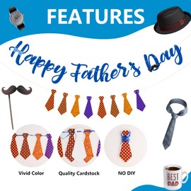 Arosche Fathers Day Decorations Banner Hanging Swirls Honeycomb Centerpieces Pre-Assembled Happy Father's Day Hanging Banners Garlands Swirls Centerpieces Party Decorations for Mantle, Ceiling, Table