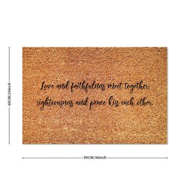 DecStic Love and fulness Meet Together Coir Door Mat Bible Verse Coir Fiber Doormat Farmhouse Thick Durable Non Slip Mat for Outside Porch Entrance Farmhouse 24x36in