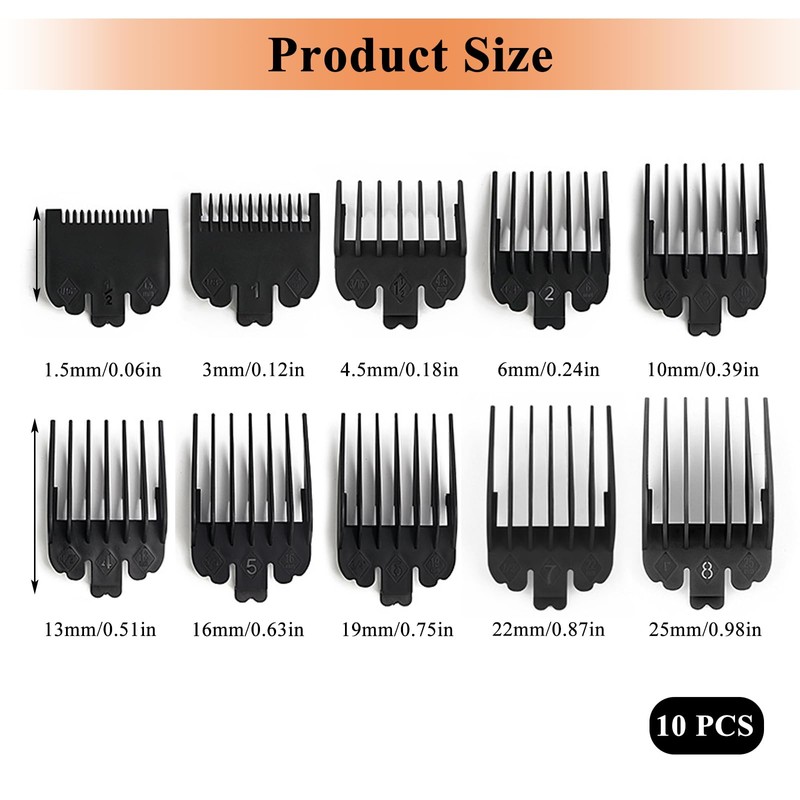 10 PCS Hair Clipper, 10 Sizes Professional Clipper Comb Replacement
