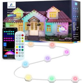 Appeck RGB Permanent Outdoor Lights 100ft, Smart Control Color Eaves Lights with 72 LEDs, IP65 Waterproof, 54 Scene Modes for Year-round Use - Size: 100FT