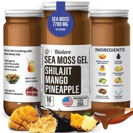 Biolore Sea Moss Gel Shilajit-Mango-Pineapple 16oz – Raw Wildcrafted Irish Sea Moss with Shilajit, Mango & Pineapple for Immune Support and Wellness