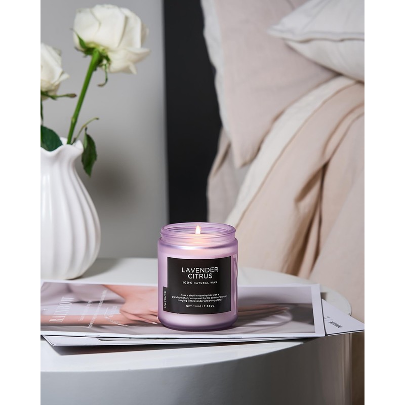 M&SENSE Lavender Citrus Scented Candle, Natural Soy Candles for Home