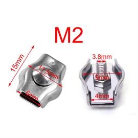 TOP-VIGOR 24Pcs M2 Simplex Bolt Wire Rope Clip, 304 Stainless Steel Wire Rope Cable Clamp Single Bolt Rigging Fasteners for Clothesline, Awning Fastening, Rigging Railing