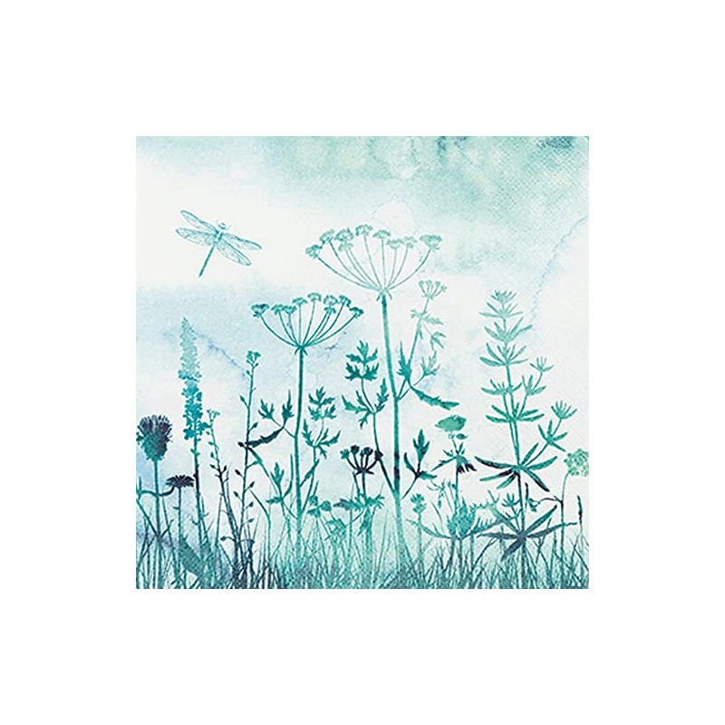 20 Small Cocktail Napkins Flower Meadow in Mist | Flowers