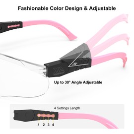xaegistac Shooting Glasses Anti-fog Shooting Range Eye Protection, Adjustable Safety Glasses with Zipper Hard Case (Pink Frame Clear Lens)