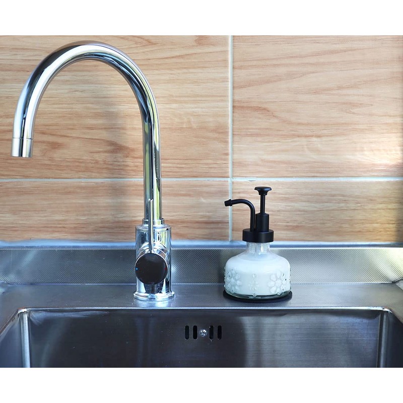 Glass Soap Dispenser for Kitchen and Bathroom Countertop, Smooth Action