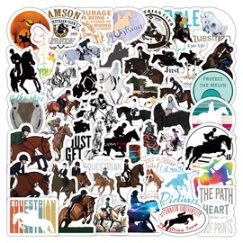 Equestrian Graffiti Stickers for Teens Girls Children Motivate Gift Favors,60 PCS Horseback Sports Cute Style Stickers for Water Bottle Skateboard Guitar Bicycle Phone,DIY Waterproof Decoration