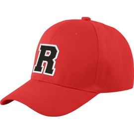 Morefaz New Boy Girl Adjustable Baseball Cap Red Black Letter Children School Caps Kids Hat Sport Alphabet A-Z (R)