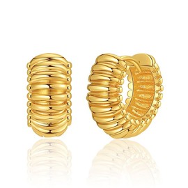 Fcebsty 18K Gold Filled Earrings Unique Hypoallergenic Chunky Huggie Whorl Hoop Earrings for Women Whorl Statement Gold Hoop Earrings for Women
