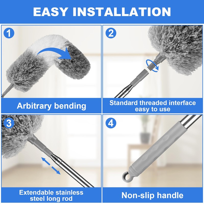 Dusters for Cleaning,Feather Duster with Extension Pole,Ceiling Fan Cleaner Duster,Duster