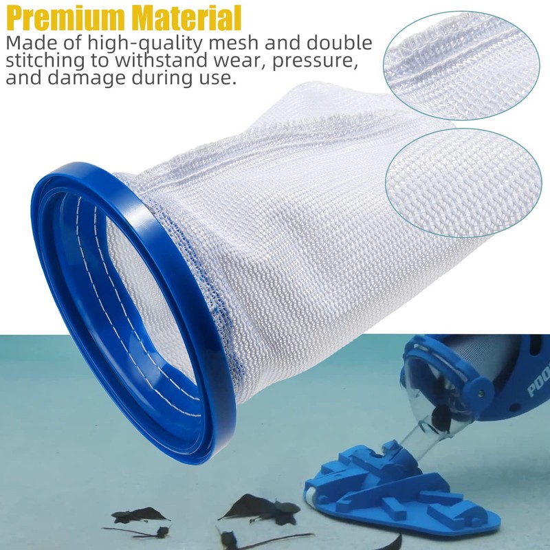 Pool Vacuum Cleaner Reusable Filter Bag with 10-Pack Ultrafine Mesh