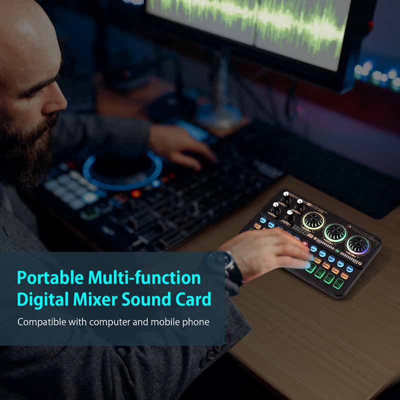 SK900 Multi-function Mixer Portable Digital Sound Card Kit Professional Live