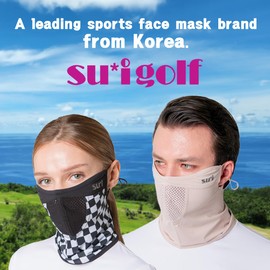 SUIGOLF KOREA (Type G) UV Sun Protection Balaclava Half Face Mask - for Hiking, Running, Cycling & Outdoor Sports (G-6 Black, Medium)