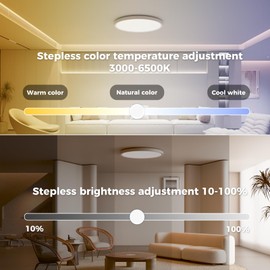 Aphyni φ30cm Bathroom Light, Supports Backlit Night Light Mode, 24W 2800lm 3000-6500K Dimmable Ceiling Light with Night Light, Remote & APP Control for Living Room Bedroom Bathroom Children's Room