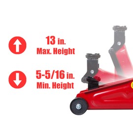 BIG RED T820014S Torin Hydraulic Trolley Service/Floor Jack with Blow Mold Carrying Storage Case, 1.5 Ton (3,000 lb) Capacity, Red