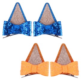 4 Useful Glitter Hair Clips Cute Birthday Decorations Animal Cosplay Hair Clips Lovely Dog Bow Hair Clips for Birthday Dress Party Supplies