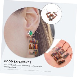 OATIPHO 1pair Acrylic Bookcase Earrings for Women Unique Dangle Design Eye-catching Bookshelf Decor for Teachers and Book Lovers Lightweight and Elegant Ear Jewelry