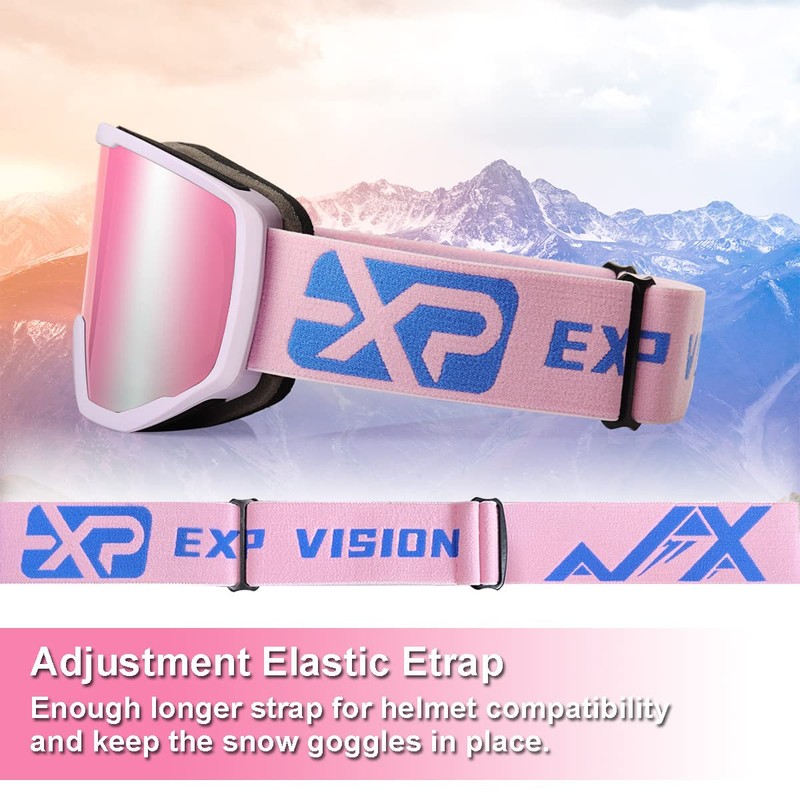 EXP VISION Ski Goggles Snowboard for Men Women, OTG Anti
