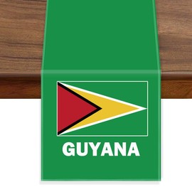 Guyana Velvet Table Runner,Guyanese Flag Table Cloth Decoration,Soft Texture Tablecloth for Home Party Decor 12×72inch