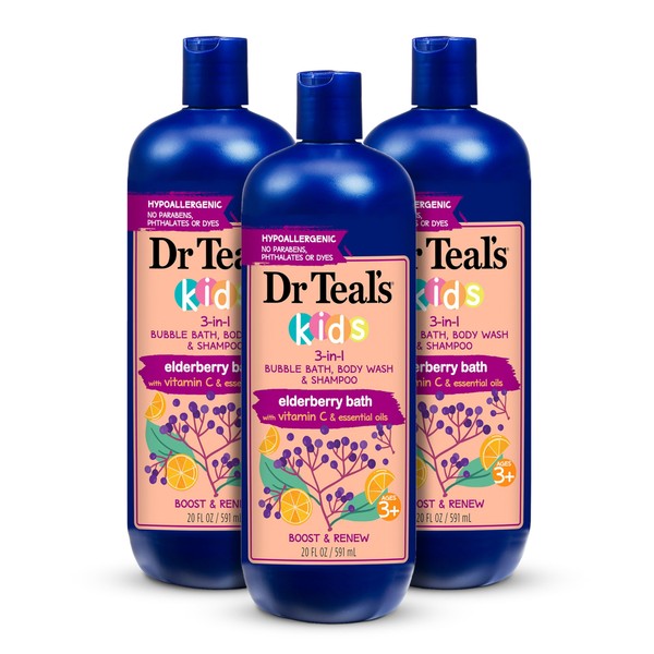 Dr Teal's Kids 3-in-1 Bubble Bath, Body Wash & Shampoo,