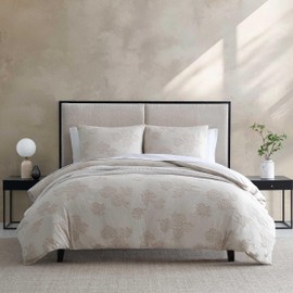 Vera Wang - Comforter Set, Luxurious Bedding with Matching Shams, Floral Design, Serene Room Essentials (Roses Beige, Queen)