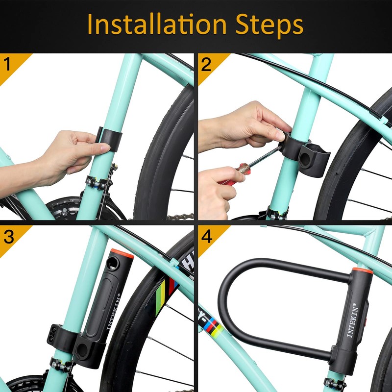 INTEKIN Bike U Lock Heavy Duty Bike Lock Bicycle Lock