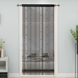 LaSyL Beaded String Curtains for Doorways, Black 39 x 110 inches, Crystal Beads Screens Home Privacy Decor, Suitable for Living Room Partition Closet Doors Hallway Entrance