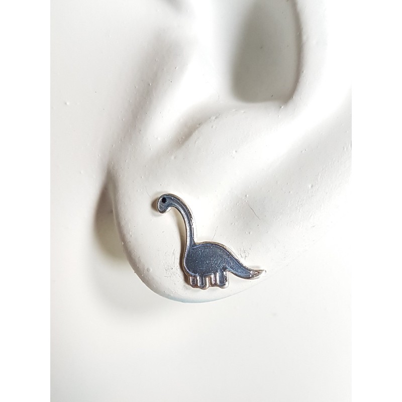 Blue Dinosaur Earrings - Sterling Silver