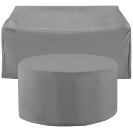Crosley Furniture Patio Furniture Covers, Waterproof 2-Piece Cover Set for Round Outdoor Table and Loveseat, Gray
