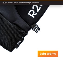 R2B Winter gloves, waterproof, touch screen gloves, warm gloves, winter gloves with anti-slip layer, thermal gloves for men and women, outdoor gloves, BlackS.