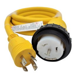 Parkworld 62176 Shore Power Adapter Generator 30A L14-30P Male to Marine 50A SS2-50R Female with Locking Ring (10FT)