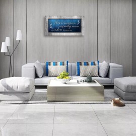 AOSHDART Christian Wall Art Decor Blue and Grey Canvas Prints Bless The Food Quote Wal...