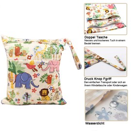 Bynsaer Wetbag Cloth Nappies, Wet Bag Cloth Nappies, 2 Pieces Baby Wet and Dry Changing Bag, Reusable, Washable Organiser Bag (Colour 06)