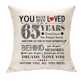 Hasodeo 65th Birthday Decoration Gifts for 65 Years Old Women Men Fabulous Cushion Cover for Women Turning 65th Birthday Gifts for Wife Mum Sister Aunt Friends Coworker Her Birthday Present (65)
