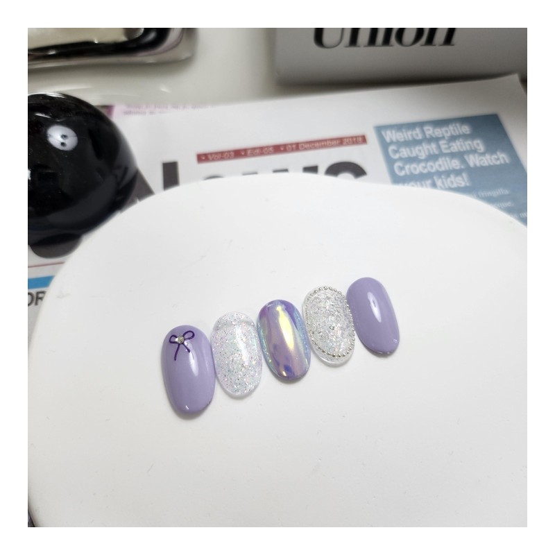 Purple Ribbon Pixie Nails - Double-Sided Tape / 퍼플 리본