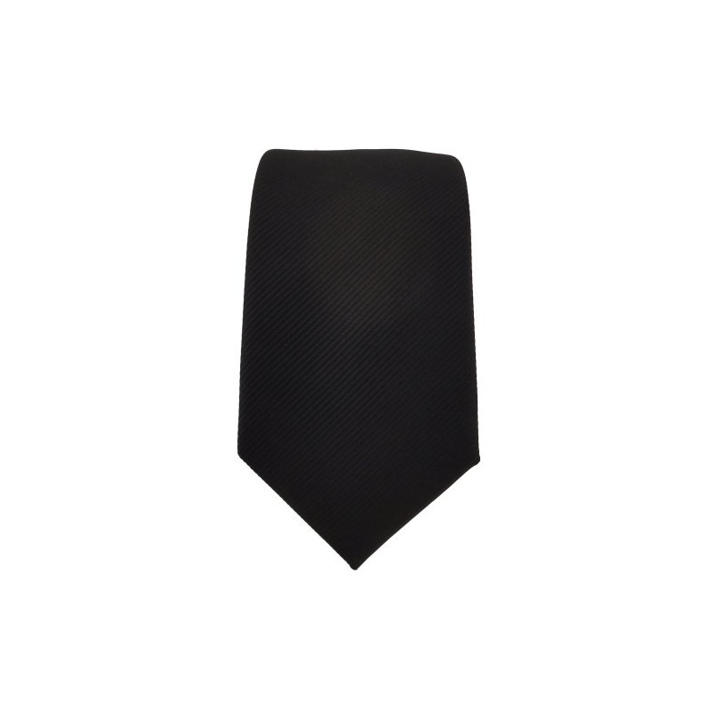 TigerTie - Slim Designer Tie in Plain Rips Patterned, black