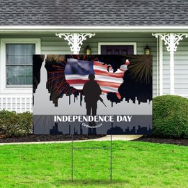 4th of July Independence Day God Bless America Patriotic Lawn Sign Corrugated Plastic Outside Yard Sign Weather Resistant Lawn Sign for Memorial Day Labor Day American Theme Party Favors Supplies