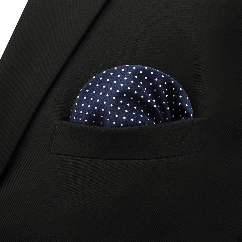 S&W SHLAX&WING Men Tie Necktie Dark Blue Navy Dot Classic