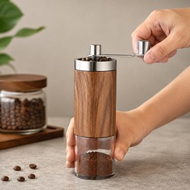 Portable Manual Coffee Grinder with Ceramic Burr – Adjustable Hand Crank Coffee Mill for Home, Travel & Outdoor Brewing