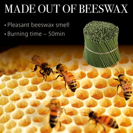 Danilovo Ritual Beeswax Candles (Green) - Orthodox Candles for Prayer Table Decoration Wedding - Non-Toxic, Soot - Drip-Free, Long, Sustainable Products, N100, Height: 16.5 cm, Diameter 5.7 mm (Pack