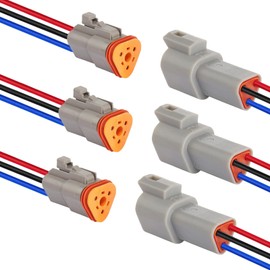 HYAT 14 AWG 2 Pin DT Connector Waterproof Automotive Electrical Connector, Male and Female Way Auto Electrical Wire Connectors Harness for Car Truck Boat Motorcycle Trike Caravan - 3 Pack