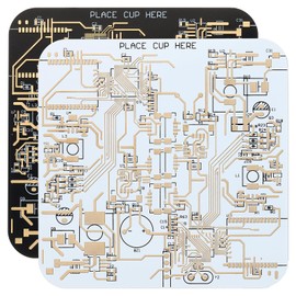 PATIKIL 2pcs Coasters, PCB Coasters Circuit Board Coasters FR-4 Drink Bar Coasters for Drinks Coffee Table Bar Gifts Boy-Friend Men, Black White