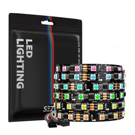 SEZO WS2811 RGB IC LED Strip 5 m 60 LEDs/M DC12 V Individually Addressable Width 10 mm Dream Colour Light Strip Alloy Wires IP30 Non-Waterproof PCB Black for Interior Decoration DIY Projects